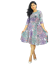 Picture of Floral Designed Three Quarter Sleeve Midi Dress