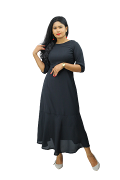 Picture of Three Quarter Sleeves Georgette New Maxi Dress