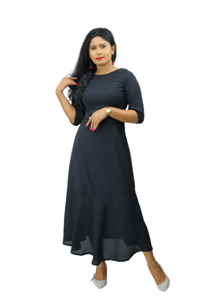 Picture of Three Quarter Sleeves Georgette New Maxi Dress