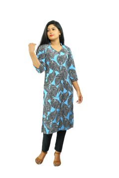 Picture of V-necked Collared long kurtha Top