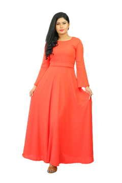 Picture of Bell Sleeve Georgette New Long Maxi Dress