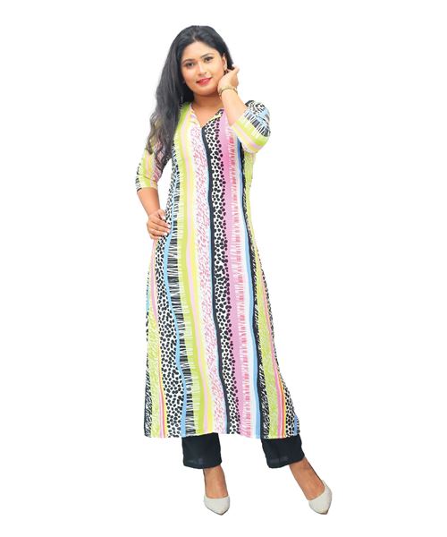 Picture of V - Neck Three Quarter Sleeves Long Top