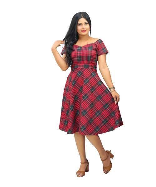 Picture of Short Sleeves  New Short frock with belt