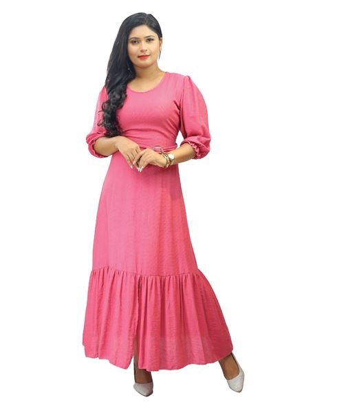 Picture of Three Quarter Sleeves Long Maxi Dress With belt