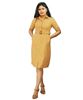 Picture of Short Sleeves Collared Short Dress With Belt