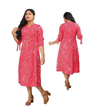 Picture of Three Quarter Sleeves A-line Three Quarter Frock