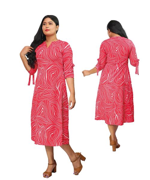 Picture of Three Quarter Sleeves A-line Three Quarter Frock