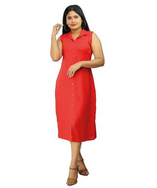 Picture of Sleeveless  Linen A-line  Dress