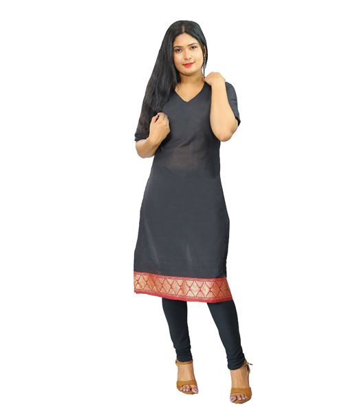 Picture of V- Neck Long Top With Three Quarter Sleeves