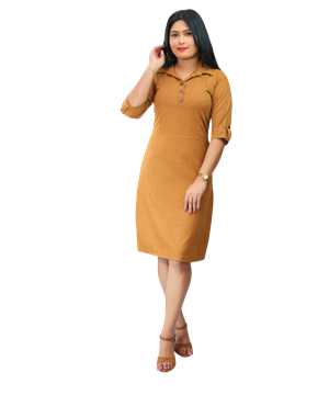 Picture of Three Quarter Sleeves A Line Short Dress