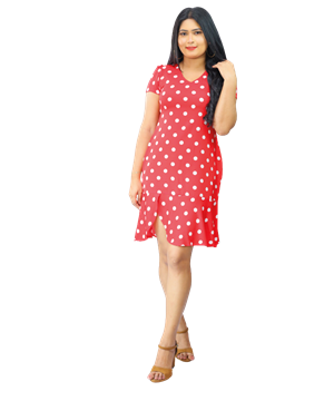 Picture of Short Sleeves V-Neck  Short Dress