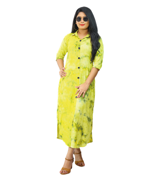 Picture of Three Quarter Sleeves Maxi Dress with Buttons