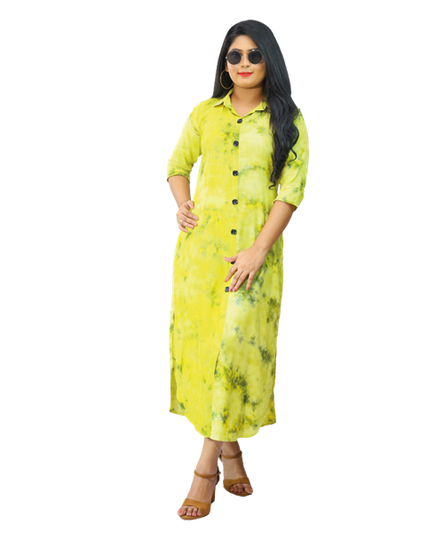 Picture of Three Quarter Sleeves Maxi Dress with Buttons