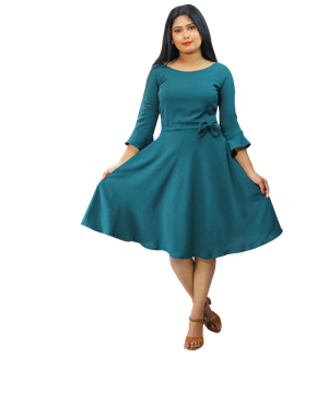 Picture of Round Neck Three Quarter Sleeves Short Frock