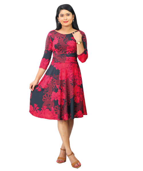 Picture of Round Neck Three Quarter Sleeves New Short Frock