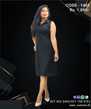 Picture of Sleeveless New Linen  Short Dress