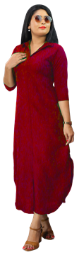 Picture of Three Quarter Sleeves A-Line  Maxi Dress