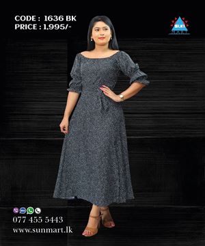 Picture of Three Quarter Sleeves off shoulder maxi dress