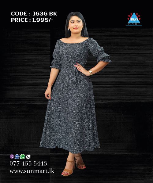 Picture of Three Quarter Sleeves off shoulder maxi dress