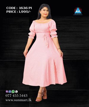 Picture of Three Quarter Sleeves off shoulder maxi dress