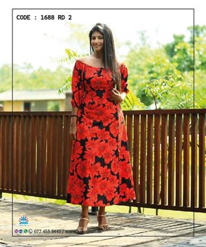 Picture of Three Quarter Sleeves off Shoulder Maxi Dress